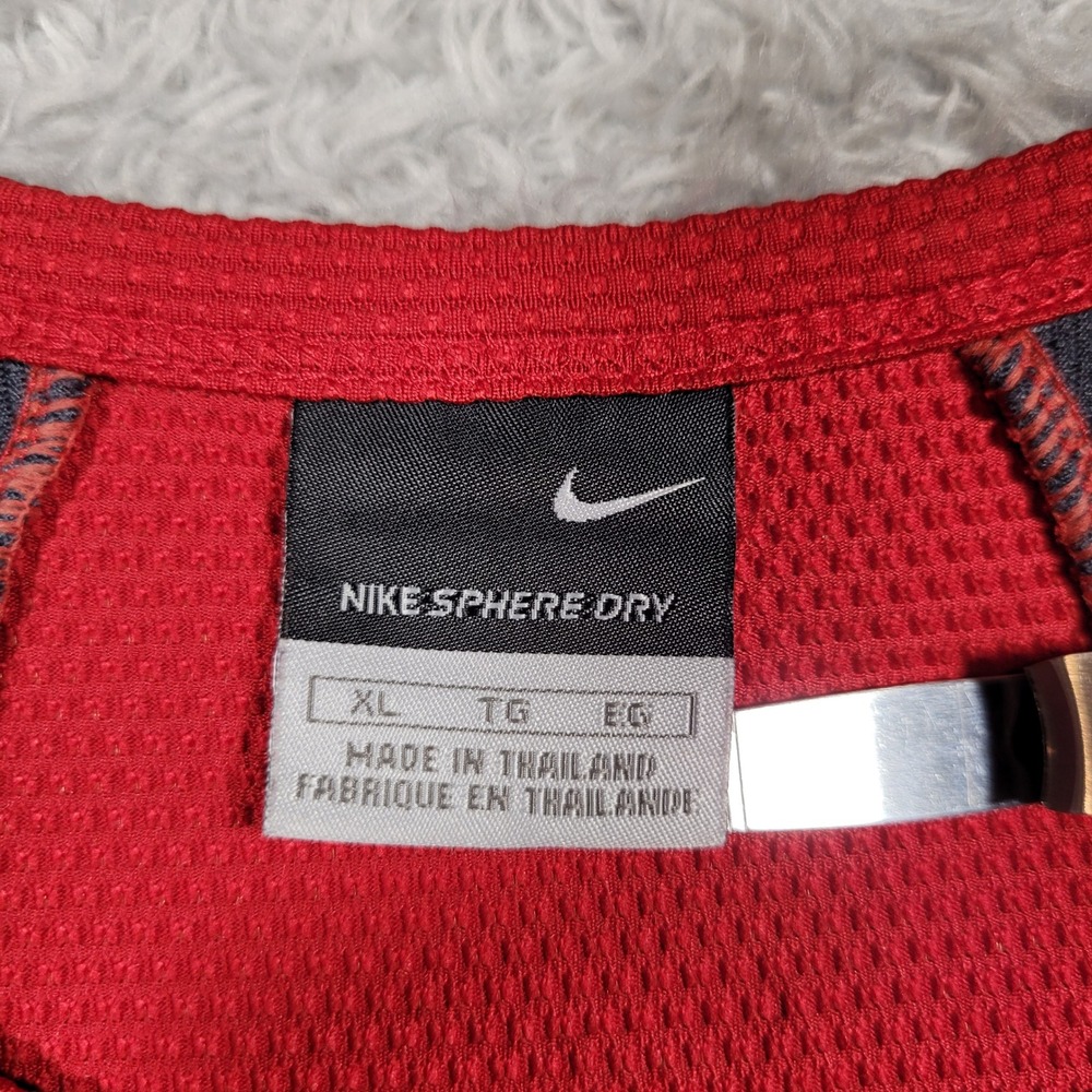 Nike Sphere Dry Shirt Mens XL Red Gray Raglan Short Sleeve Mesh Panel Athletic - Picture 5 of 7